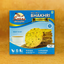 Saras Bhakhri Black Pepper 180g | Crispy Whole Wheat Indian Snack with Bold Pepper Flavour