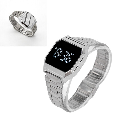 Reloj LED 8086 Plateado, 210 mAh, correa de 1,6 cm, 3,5 cm