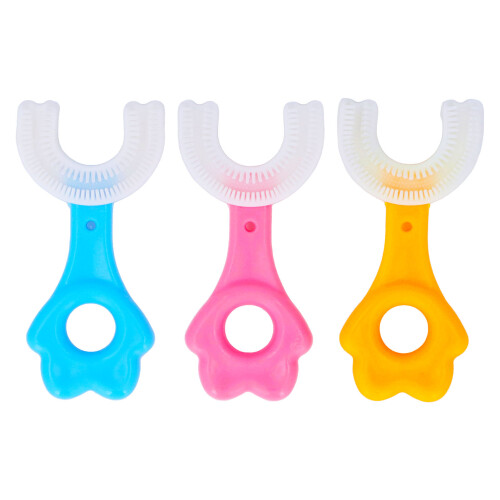 3 Stück Kinder-U-Form-Zahnbürsten 9,5 cm 7-12 Groß 360 1
