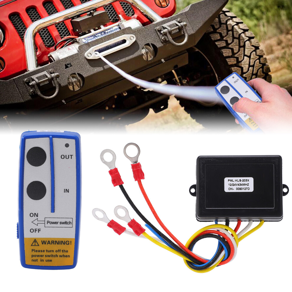 Universal Winch Wireless Remote Control Switch Kit With Receiver 12V 24V For Truck Jeep Atv Suv Blue 4991321408865