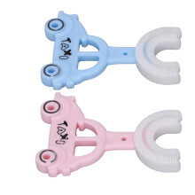 2 piezas de cepillos de dientes para niños con forma de U, silicona suave, 9 cm