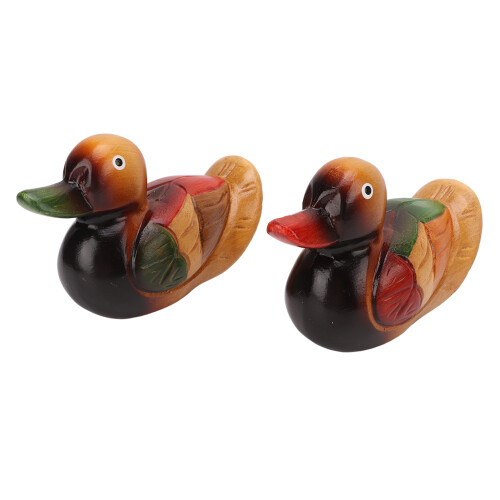 Mandarinente-Statue aus Eiche 15x6,5x10,5 cm handbemalt