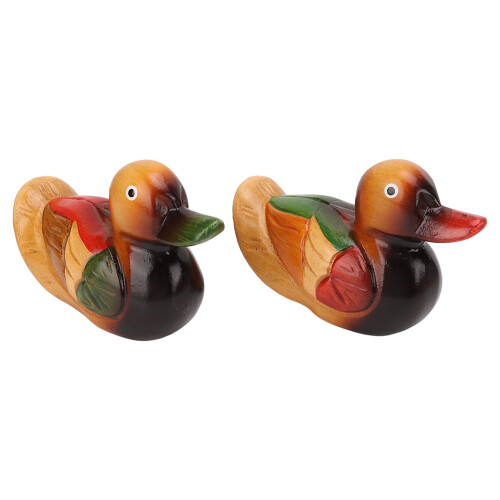 Mandarinente-Statue aus Eiche 15x6,5x10,5 cm handbemalt 1