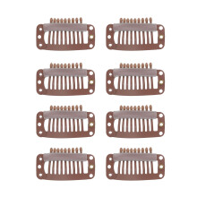 40pcs Hair Wig Clips Stainless Steel 9 Teeth Firmly Hold Hair Extension Hairpiece Clip 32mm Light Brown