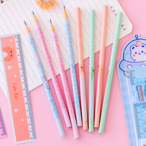 5-teiliges gemischtes Radiergummi-Stift-Set, Kunststoff/Holz-Set 2