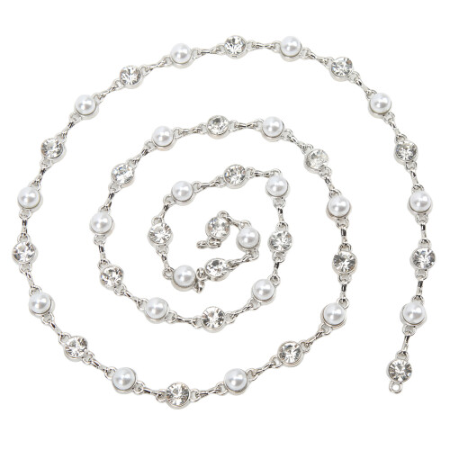 1Yd Perlen-Rhinestone-Quasten-Kettenbesatz 1cm 1