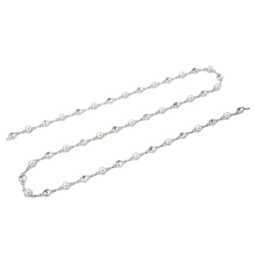 1Yd Perlen-Rhinestone-Quasten-Kettenbesatz 1cm 2