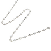 1 yarda de borla con cadena de perlas y pedrería ancho 1 cm