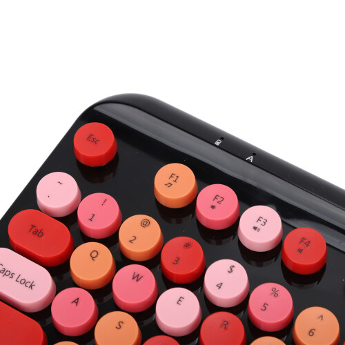 USB Keyboard Mouse 2.4GHz Wireless Ergonomic Retro 75 Keys Full Size Gaming Keyboard Mouse Set for Computer Laptop Red Black 2
