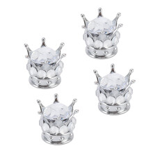 Juego de 4 tapones de válvula para llanta Crown Diamond, ABS, blanco