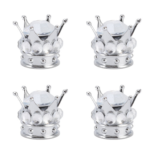 Juego de 4 tapones de válvula para llanta Crown Diamond, ABS, blanco 1