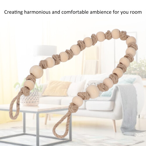 Recogecortinas Boho de 55 cm con cuentas de cáñamo natural 2