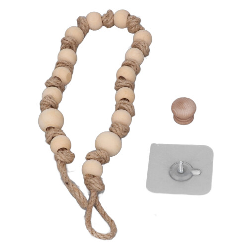 Recogecortinas Boho de 55 cm con cuentas de cáñamo natural 1