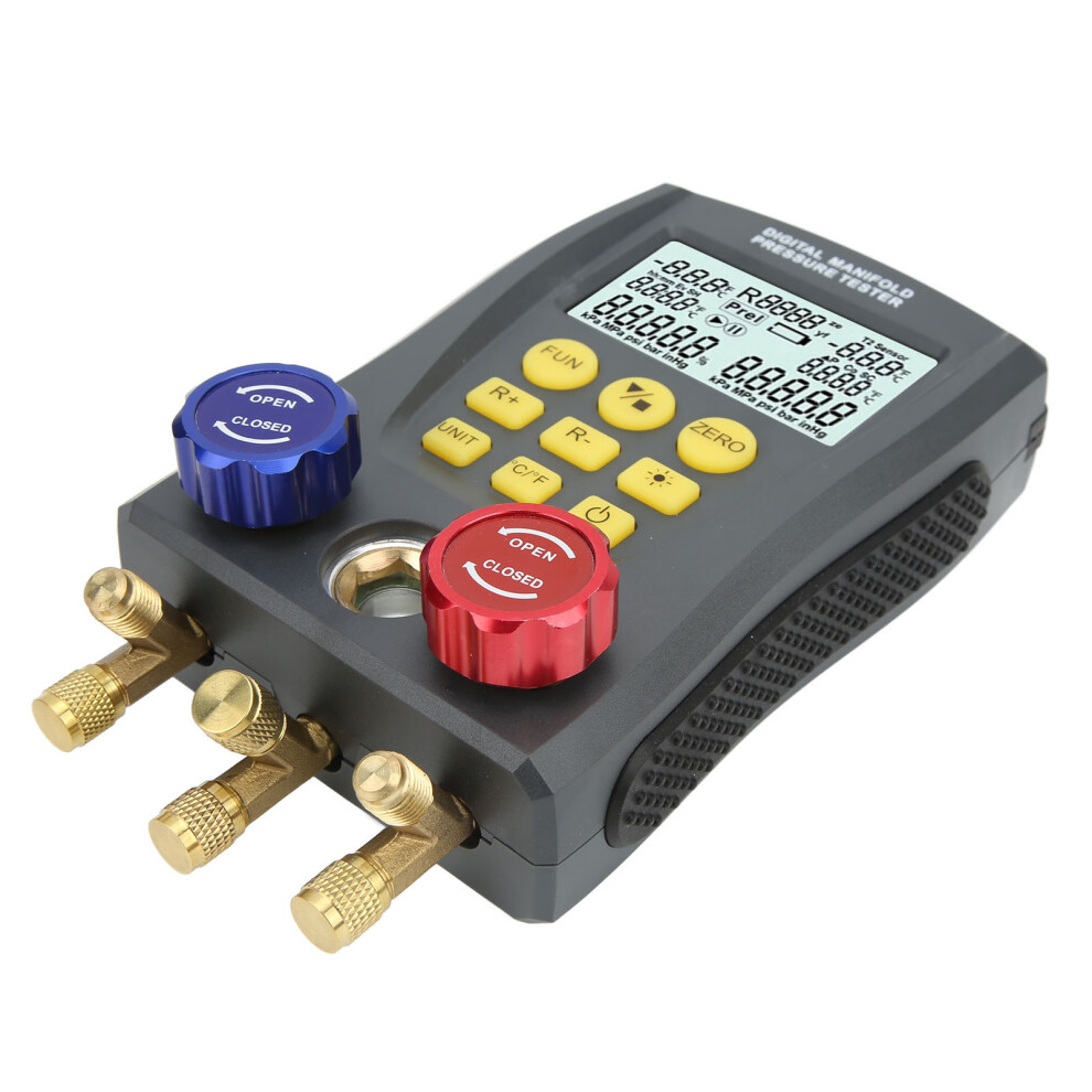 HVAC Digital Manifold Gauge High Accuracy Vacuum Pressure Temperature Leakage Meter for Air Conditioning System