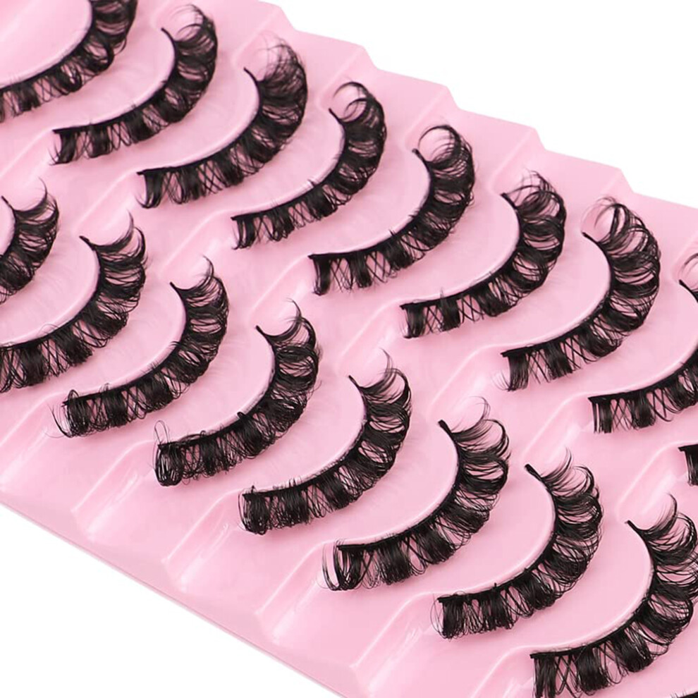 10 Pair 3D Russian Strip Lashes False Eye Lashes Natural Look Short Eye Lashes False Lashes D Curl Wispy Eyelashes