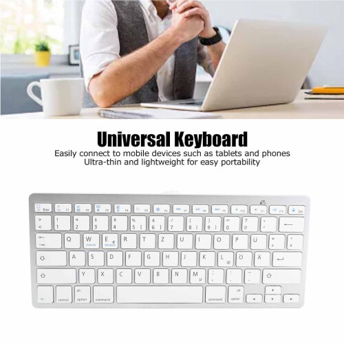 Teclado inalámbrico Bluetooth alemán delgado 2xAAA 2