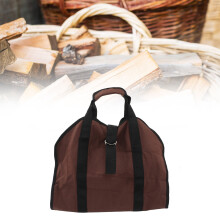 Bolsa porta-leña de tela Oxford grande 94x48cm marrón