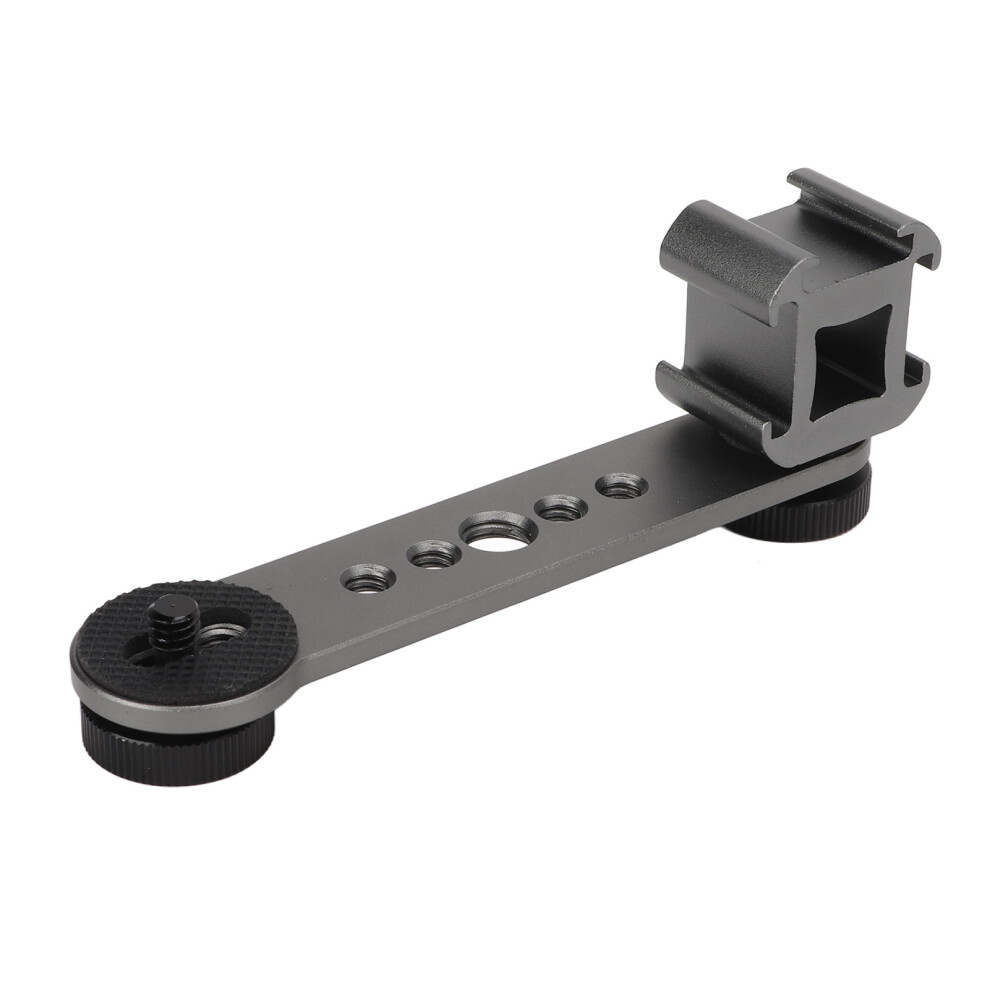 Triple Cold Shoe Extension Bracket Aluminium Alloy Microphone Stand Mount Adapter For Tripod Monopod Stabilizer Dark/Gray 7661321431879