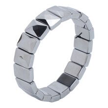 Pulsera de piedra Terahertz para hombre, talla única, plata