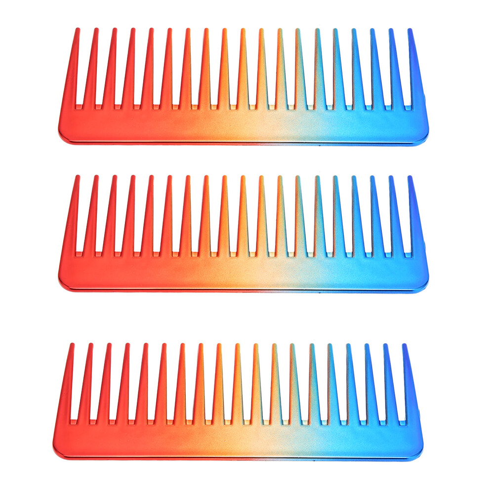 3pcs Wide Tooth Comb Gradient Color Flexible Structure ABS Material Mini Size Round Tooth Hair Comb for Home