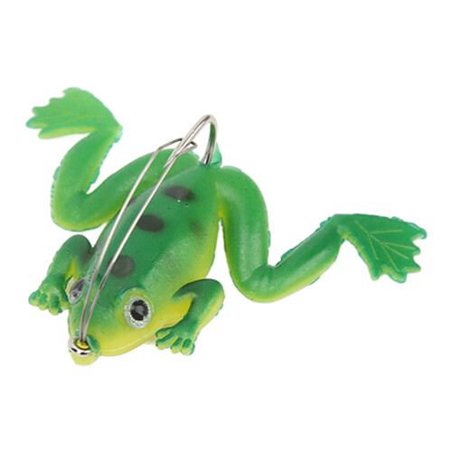 5 Stück Frosch-Köder Soft Rubber Fischköder 4cm 3g Grün mit Haken 2