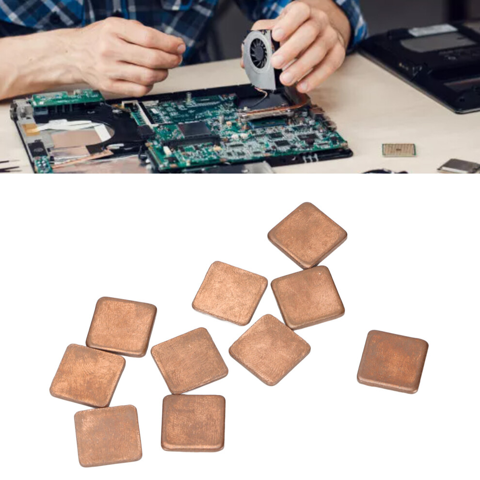 100Pcs Heatsink 401W/Mk Thermal Conductivity Burr Free Glossy Copper Material Small Heatsink For Laptop Gpu Cpu 15X15x1.0mm 8011321435268