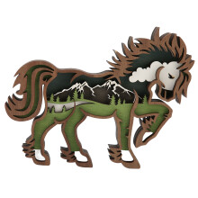 Figura de caballo de boj 17.5x13.5x2.5cm 130g Nat.
