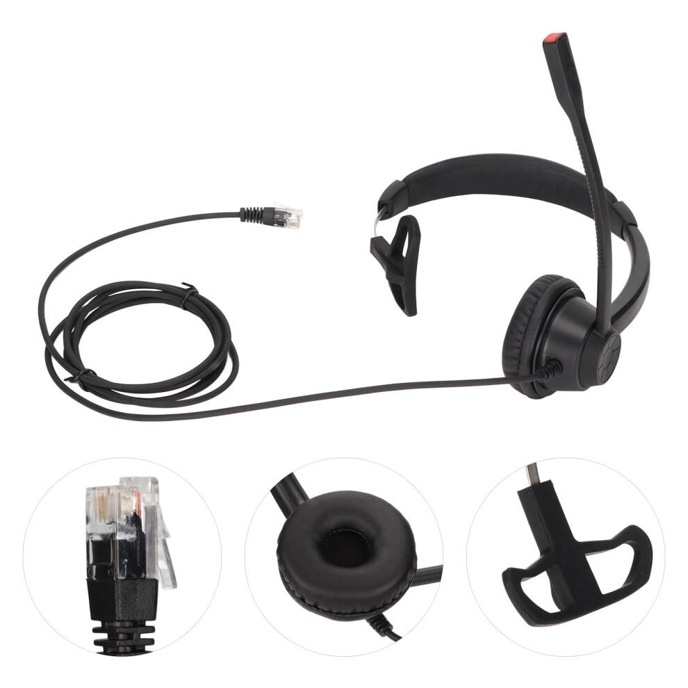 Rj9 Telephone Headset Noise Cancelling Unilateral Corded Business Headphone With Mic For Landline Customer Service 7891321442517