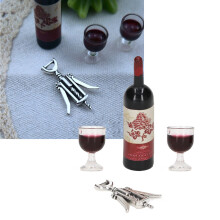 Conjunto de vino tinto para casa de muñecas 1/12 resina/metal 3 piezas