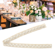 Elegantes beige Spitzenband 2 Meter mit Perlmuster zum Nähen und Basteln