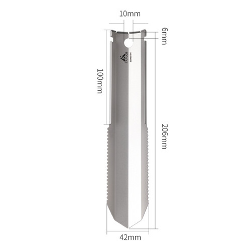 TA1 pala dentada de titanio 206x42x15mm 30g 1