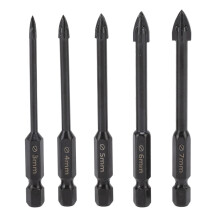 Negro, juego de 5 brocas para azulejos 3 mm / 0,12 in - 7 mm / 0,28 in
