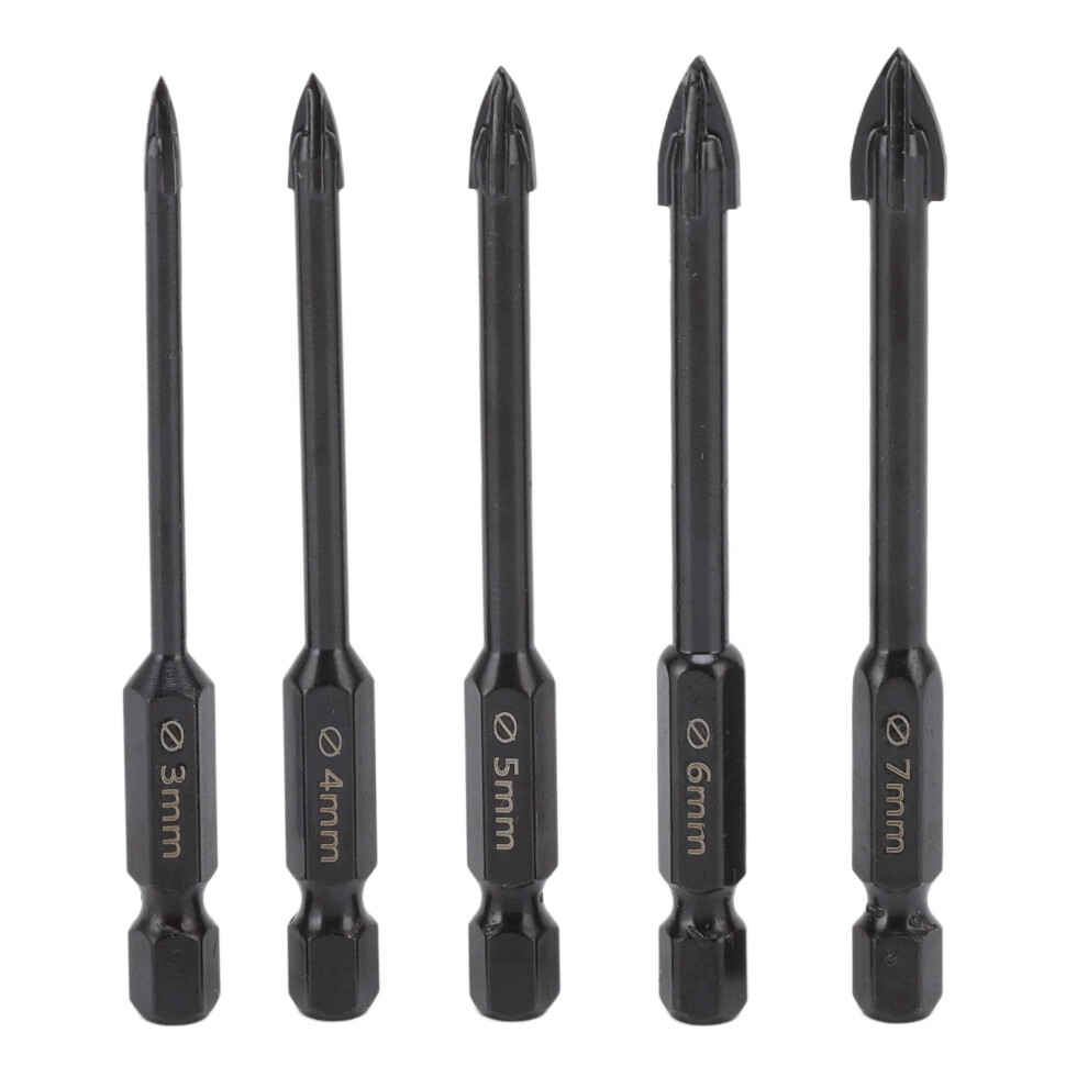 Home Improvement Tile Drill Bit Electric Spray Paint Crossing Angle Wearproof Cement Drill Bit Set Black 7631321449792