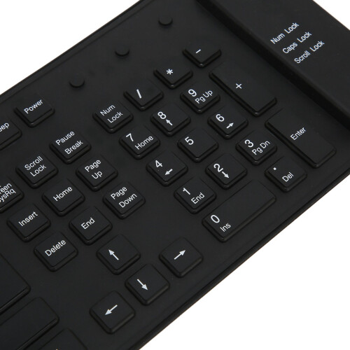 Teclado plegable de silicona de 109 teclas, con cable USB, negro 2
