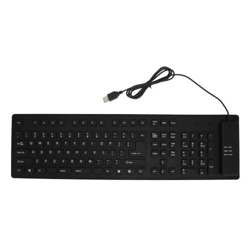 Teclado plegable de silicona de 109 teclas, con cable USB, negro 1