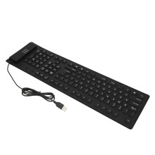 Teclado plegable de silicona de 109 teclas, con cable USB, negro