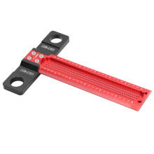 Regla en T para marcado de agujeros, aleación de aluminio, 6 pulgadas, rojo y negro