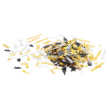 Confeti de mesa para graduación 100 g Negro Oro Plata
