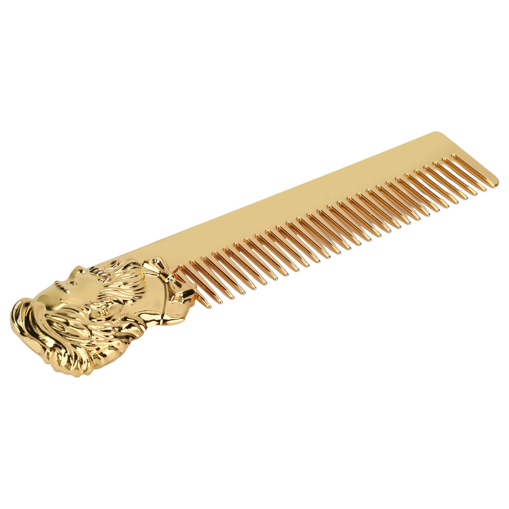 Unisex Gold Zinc Alloy Oil Hair Comb Portable Three Dimensional Engraving Vintage Beard Comb For Hair Salon Home