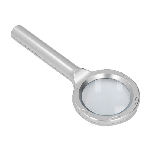 Lupa de mano 4X 60 mm 2 x AA 6 LED plateada 1