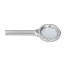 Lupa de mano 4X 60 mm 2 x AA 6 LED plateada