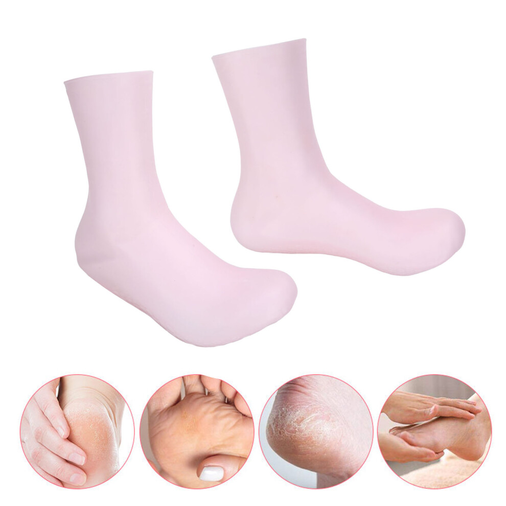 Silicone Socks Shock Absorption Pressure Relief Prevent Cracking Silicone Moisturizing Socks S for 35-39