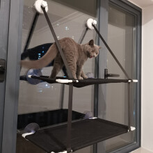 Doppelter Katzenfenster-Hängematte, 10 kg Belastbarkeit, Oxford & Mesh, 50x11x7 cm