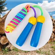 2 Stück Kinder Regenbogen Springseil, 2,4 m verstellbare Holzhände, Outdoor-Sport