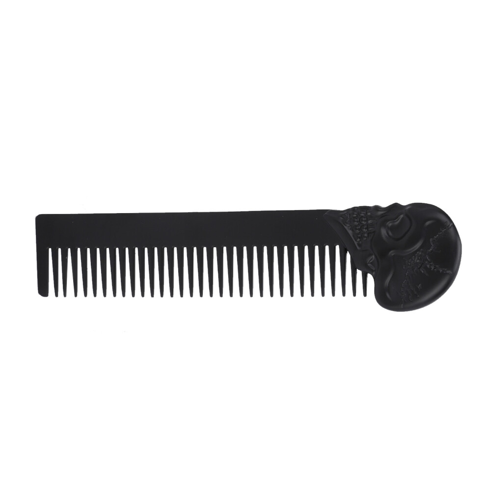 Unisex Black Pocket Beard Comb Zinc Alloy Skull Pattern Hair Styling Mustache Shaping Oil Hair Comb