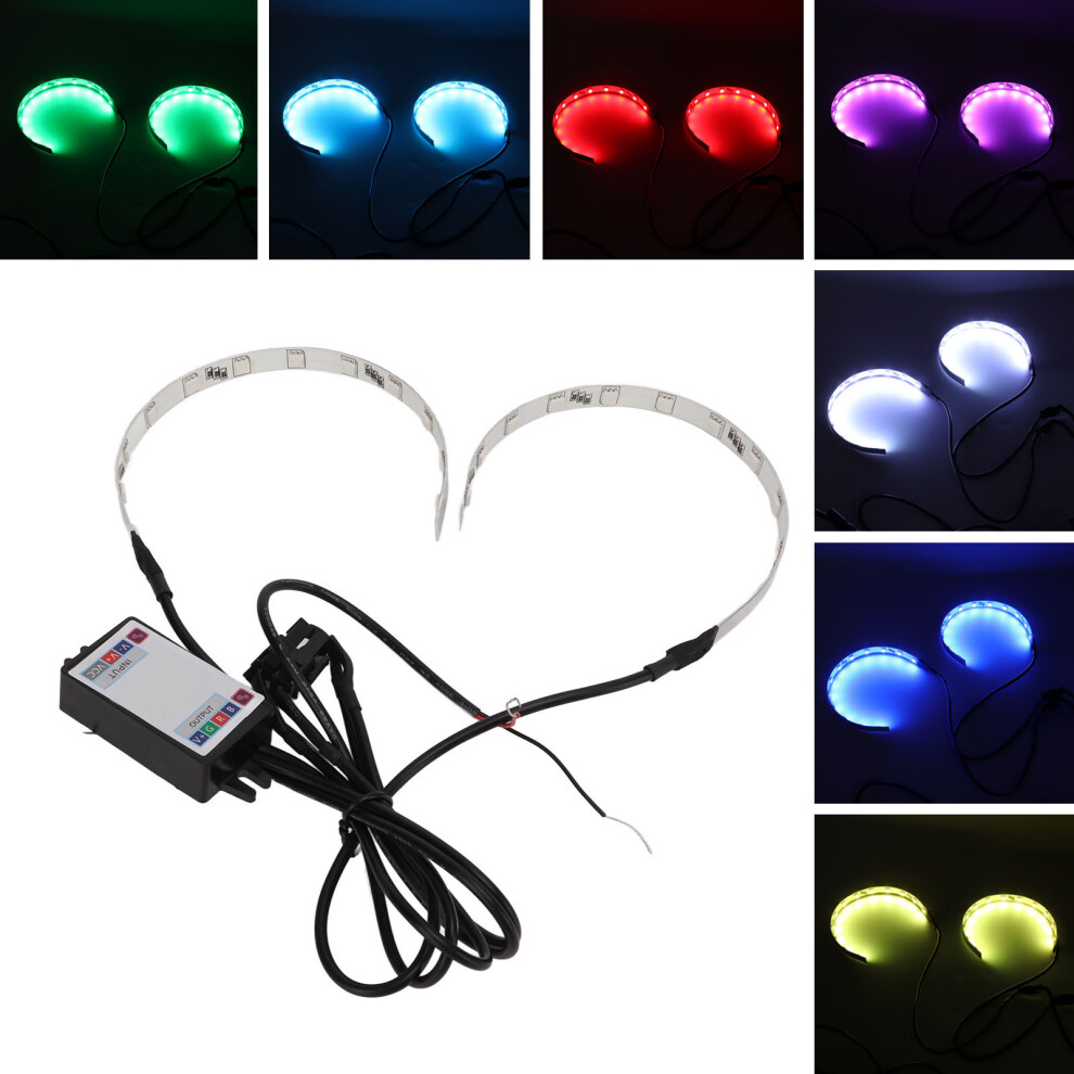 2Pcs Multi Color Rgb Led Demon Eye Bluetooth App Control Halo Ring Headlight For Car 5081321459833