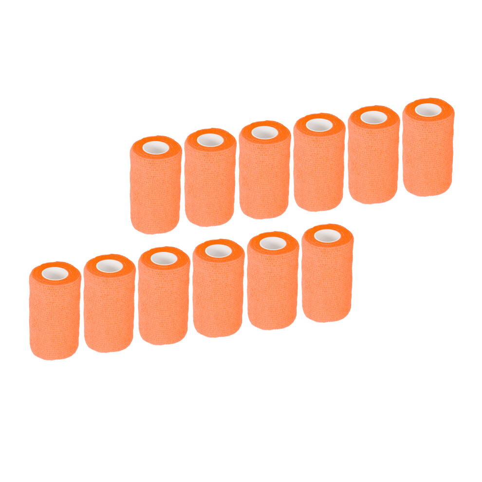 Orange 12Pcs Bandage Wrap Natural Latex Elastic Self Adhesive Wrap For Cows Dogs Horses 10Cm