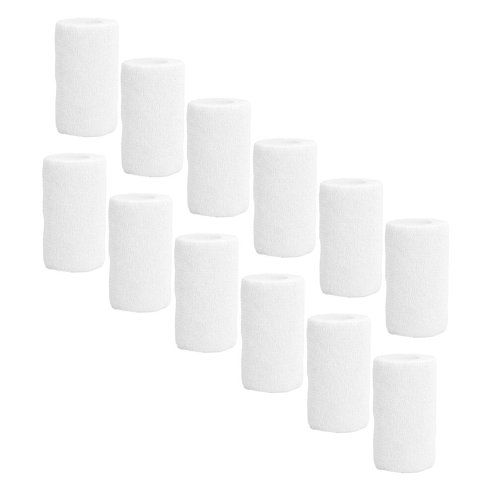 12Pcs Bandage Wrap Natural Latex Elastic Self Adhesive Wrap for Cows Dogs Horses 10cm White