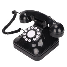 Teléfono negro con cable de estilo retro con marcación por botones 8.7 x 5.9 x 5.9 pulgadas