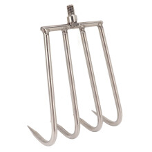 Edelstahl 4-Zinken-Handharke, 8-mm-Gewinde
